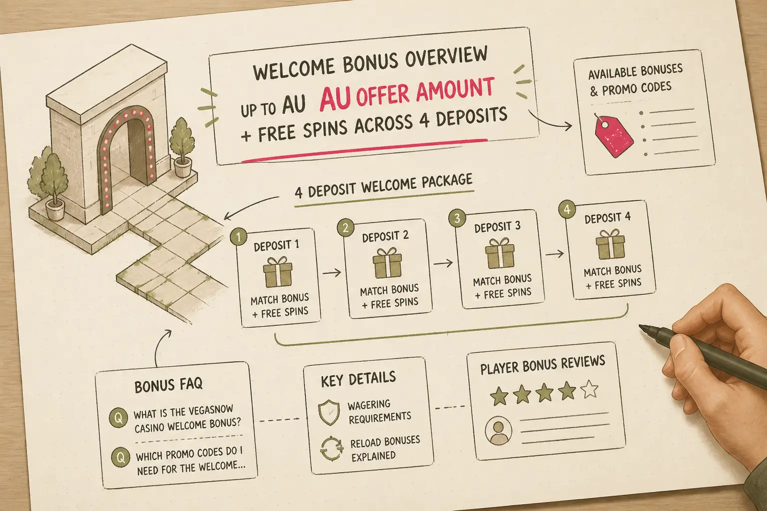 VegasNow Casino Bonus visual guide for VegasNow Casino